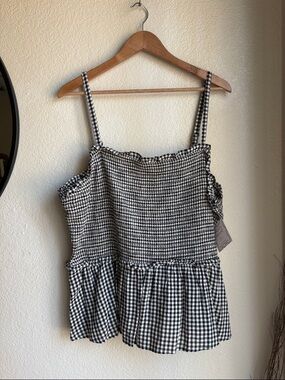 OLD NAVY Gingham Thin Strap Smocked Tank Top Size xxl